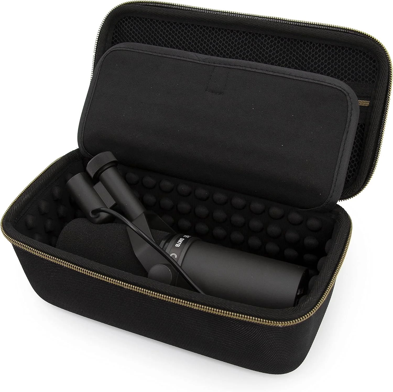 کیف استودیویی CASEMATIX سازگار با Rode PodMic، Shure SM7B و سایر میکروفون‌های بزرگ پادکست به همراه لوازم جانبی ضبط XLR - شامل فقط کیف میکروفون پادکست