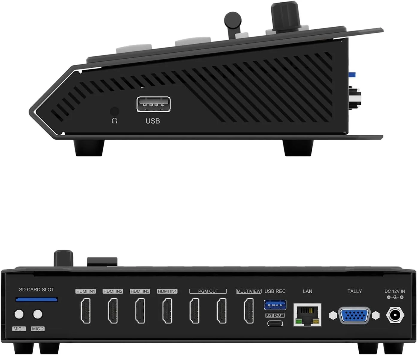 میکسر و سوئیچر ویدئویی AVMATRIX Shark H4 با 4 ورودی HDMI، ضبط کننده USB و کارت SD برای پخش زنده