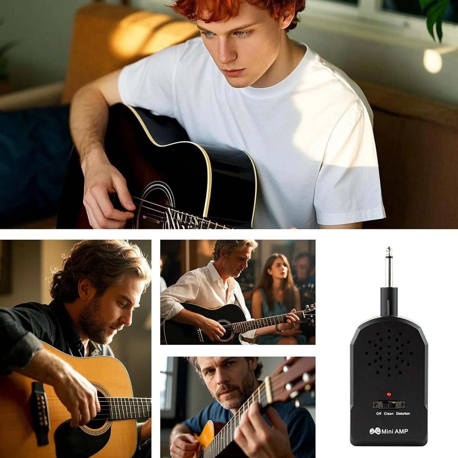 آمپلی‌فایر گیتار – آمپلی‌فایر کوچک بی‌سیم قابل حمل برای گیتار الکتریک و بیس با افکت‌های داخلی | دستگاه موسیقی جمع و جور برای استودیو، خانه، کنسرت، نوازنده حرفه ای