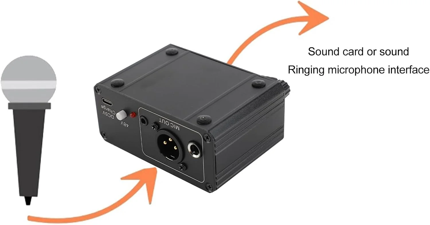 پری امپ میکروفون جمع و جور، پری امپ XLR با فانتوم پاور 48 ولت با تقویت 20 دسی بل، تقویت کننده میکروفون خازنی دینامیک آلومینیومی برای استودیوی پادکست