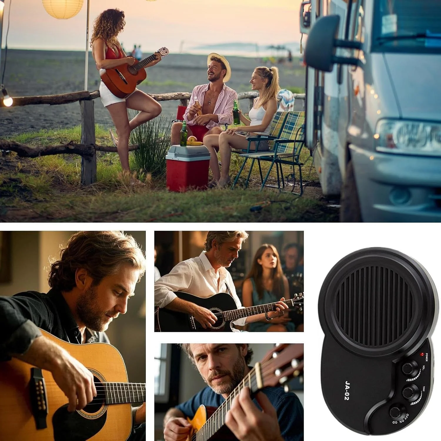 آمپلی فایر گیتار بی سیم - آمپلی فایر قابل حمل با قدرت کم برای گیتار الکتریک | لوازم جانبی برای مبتدیان، بانوان، دانشجویان، نوجوانان