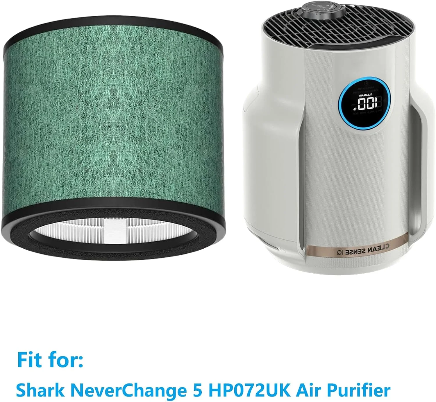 فیلتر هوا HP072UK سازگار با دستگاه تصفیه هوای Shark NeverChange 5 HP072UK HP072، فیلتر جایگزین کربن فعال و HEPA H13 (بسته 2 عددی)