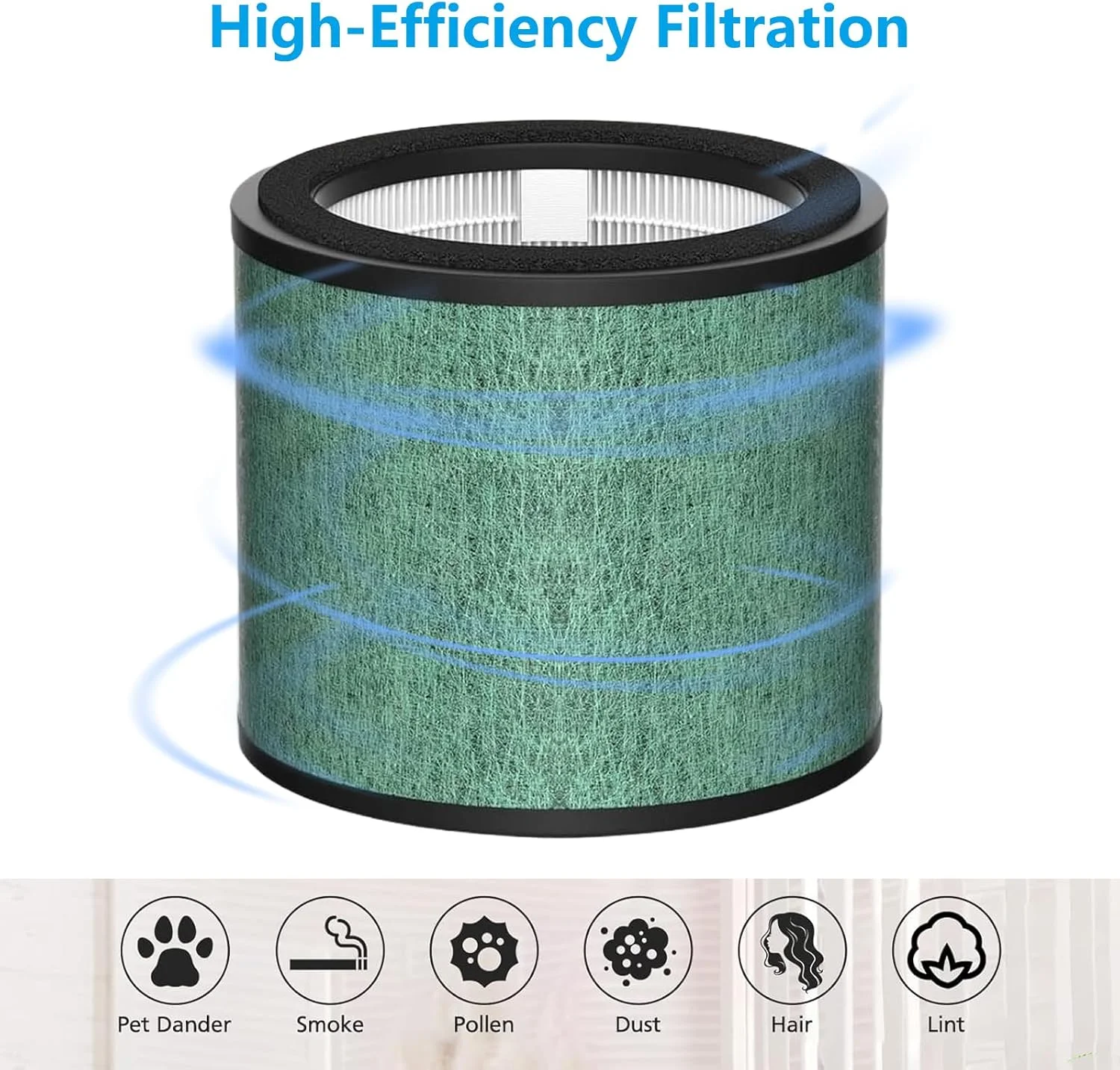 فیلتر هوا HP072UK سازگار با دستگاه تصفیه هوای Shark NeverChange 5 HP072UK HP072، فیلتر جایگزین کربن فعال و HEPA H13 (بسته 2 عددی)