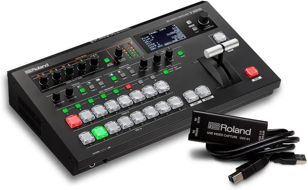 میکسر تصویر HD رولند V-60HD STR به همراه بسته نرم‌افزاری استریم UVC-01