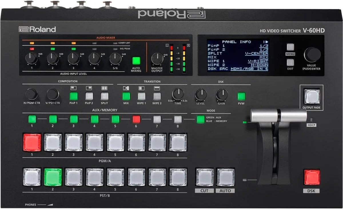 میکسر تصویر HD رولند V-60HD STR به همراه بسته نرم‌افزاری استریم UVC-01