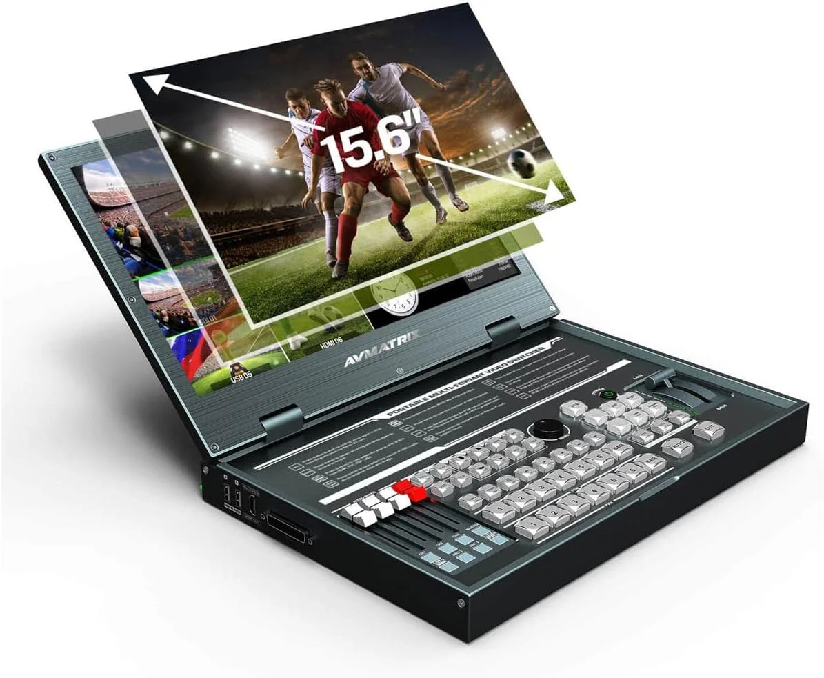 سوییچر استریمینگ قابل حمل 6 کاناله SDI/HDMI چند فرمتی AVMATRIX PVS0615U با صفحه نمایش 15.6 اینچی سوییچر استریمینگ قابل حمل 6 کاناله SDI/HDMI چند فرمتی AVMATRIX PVS0615U با صفحه نمایش 15.6 اینچی