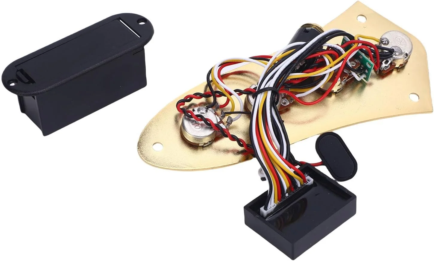 صفحه کنترل گیتار از پیش سیم کشی شده، پری امپ باس، 3 باند اکولایزر، دکمه های فلزی برای گیتارهای باس الکتریکی با عملکرد تقویت قابل تنظیم، بهبود شکل دهی صدا (طلایی)