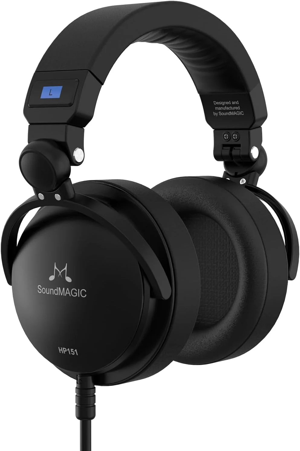 هدفون سیمی دور گوشی SoundMAGIC HP151 برای مانیتورینگ و ضبط صدا، هدست استریو HiFi پشت بسته برای علاقه مندان به صدا، سازگار با تمام دستگاه های صوتی، طراحی قابل تنظیم و تاشو، مشکی