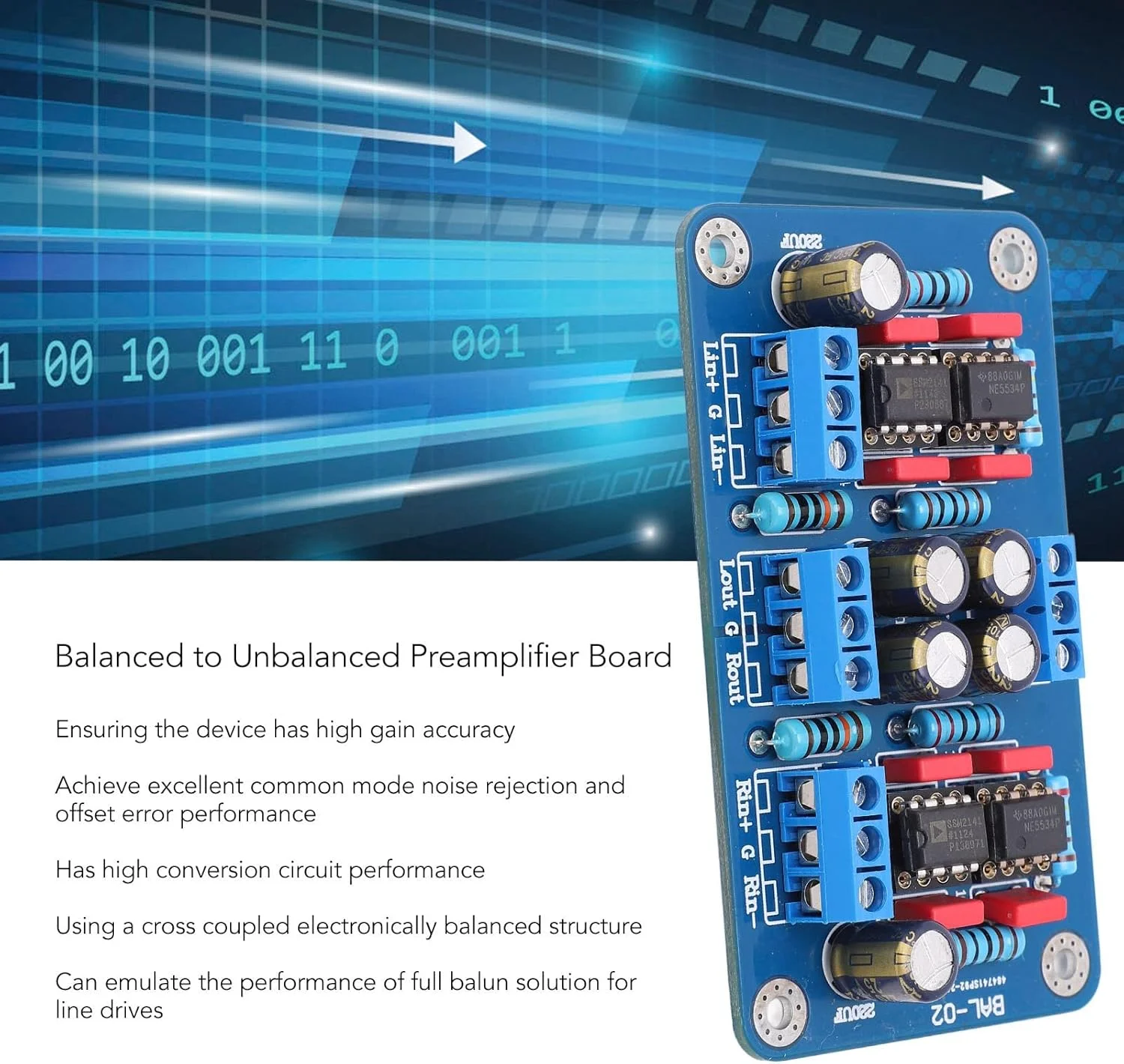 برد پیش تقویت کننده متوازن با تقویت کننده با دقت بالا SSM2141