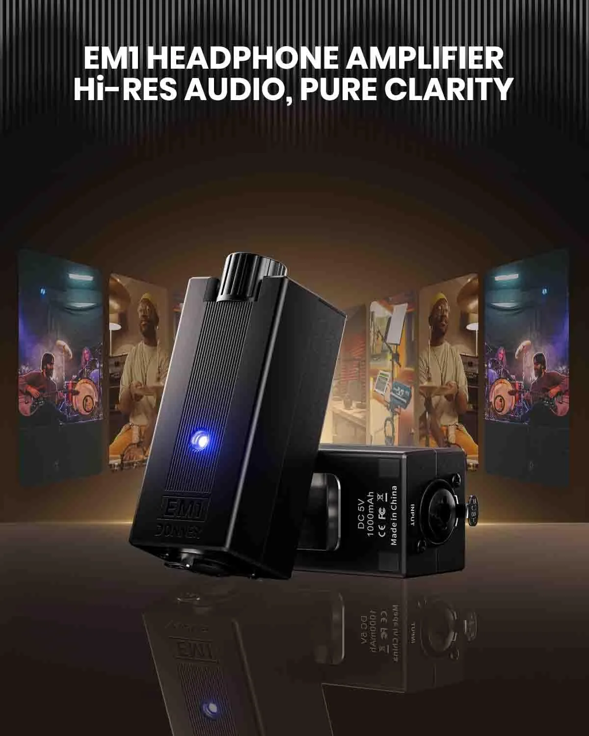 تقویت کننده هدفون آنالوگ قابل حمل Donner EM1، تقویت کننده هدفون استریو قابل شارژ، با کنترل صدا، تقویت کننده صدا، ورودی XLR، TRS، جک خروجی 3.5 میلی متری، مشکی