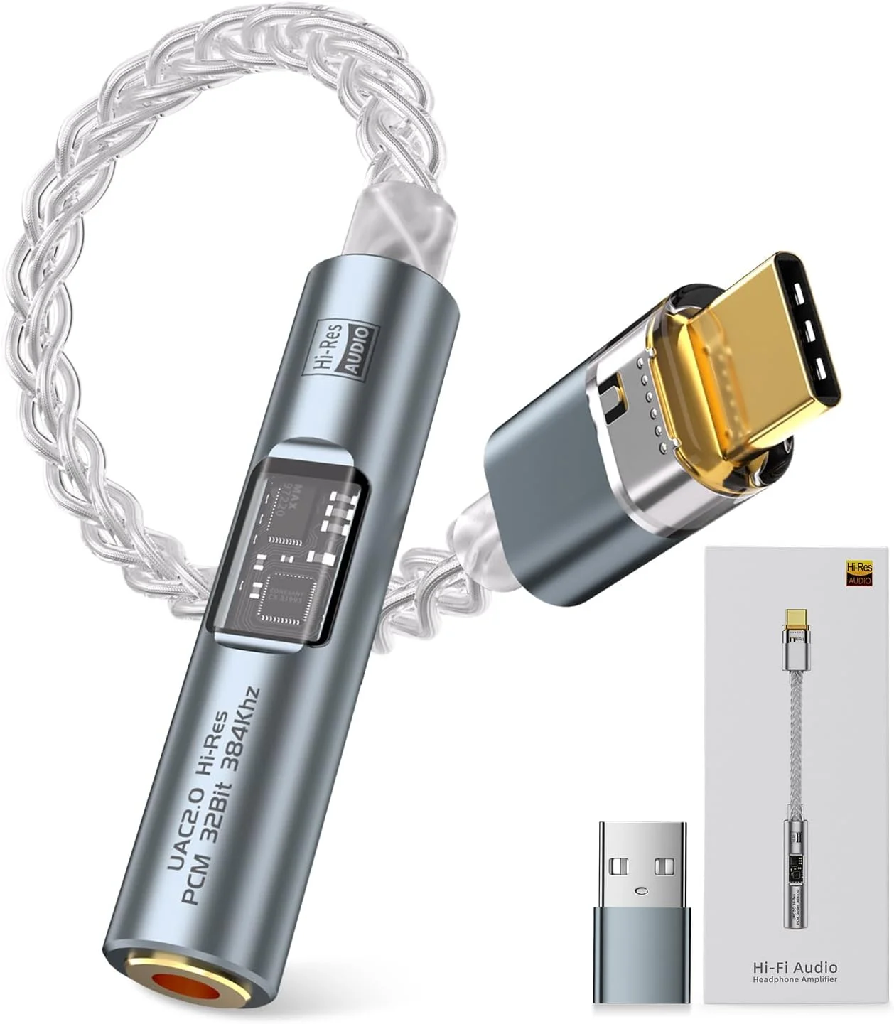 آداپتور USB-C به 3.5 میلی‌متری صدا، مبدل صوتی CX31993 با تقویت‌کننده HiFi، تبدیل Type-C به AUX با آداپتور USB-A برای اندروید، مک، ویندوز، آیپد، سوییچ PS5