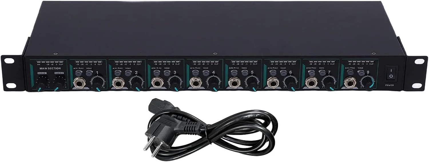 تقسیم کننده تقویت کننده هدفون 8 کاناله هاب صوتی استریو چند پورت برای هدفون 1/4 1/8 استودیو اجرای زنده (دوشاخه EU)
