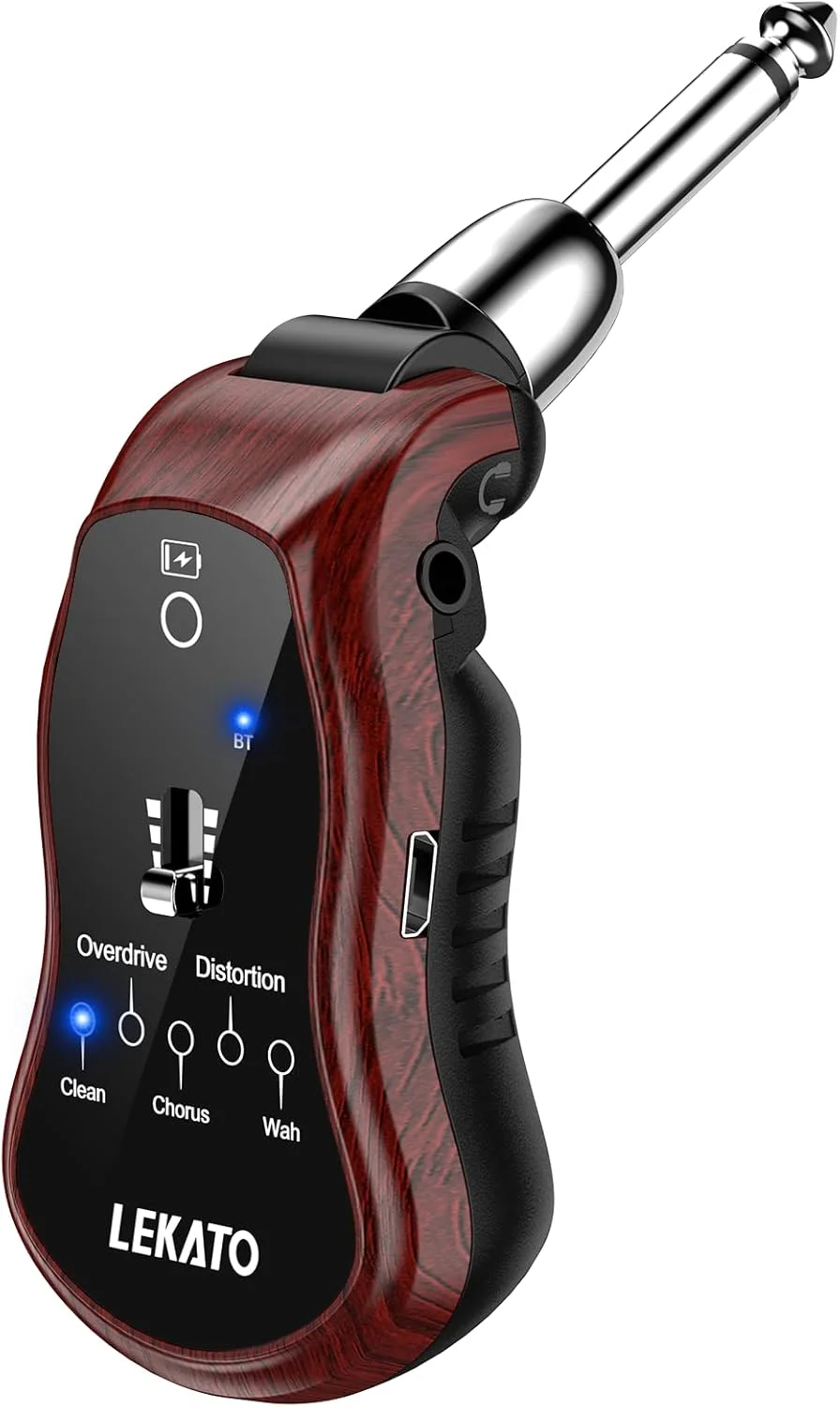 آمپلی فایر هدفون گیتار LEKATO، مینی آمپلی فایر گیتار، آمپلی فایر جیبی گیتار قابل شارژ با بلوتوث، جلوه های داخلی، Clean Chorus Overdrive Distortion و Wah