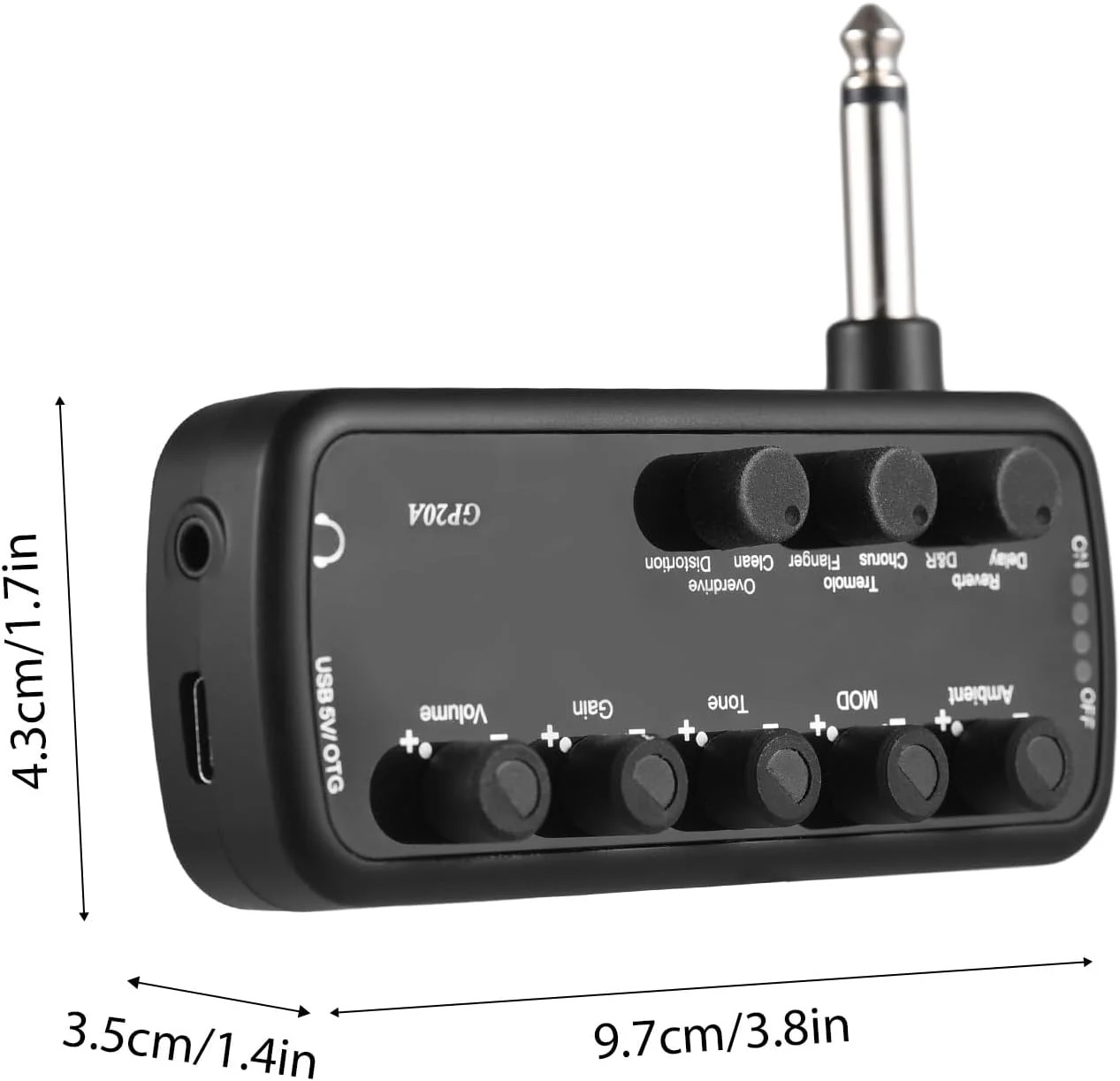 تقویت کننده هدفون - تقویت کننده باس با 3 شبیه سازی بلندگو، پلاگین و پخش برای گیتارهای الکتریکی - آمپلی فایر مینی - قابل حمل با 3 حالت تُن صدا و (گیتار)