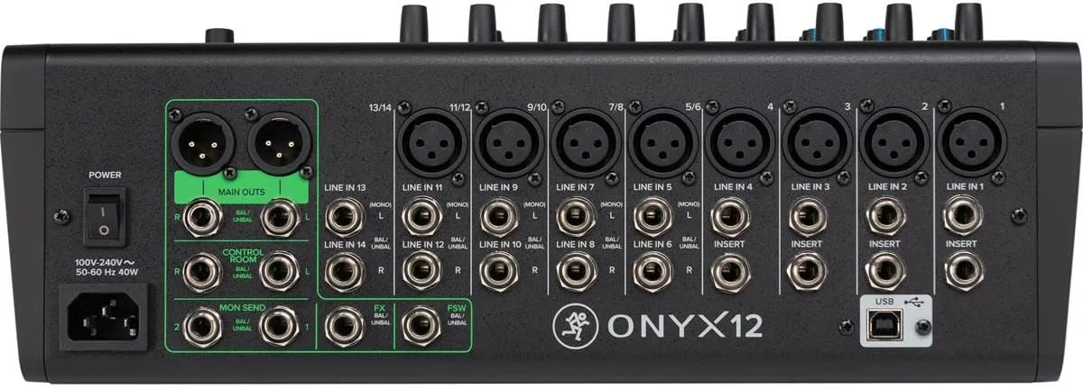 میکسر آنالوگ پریمیوم 12 کاناله Mackie Onyx Series با USB چند مسیره (Onyx12)