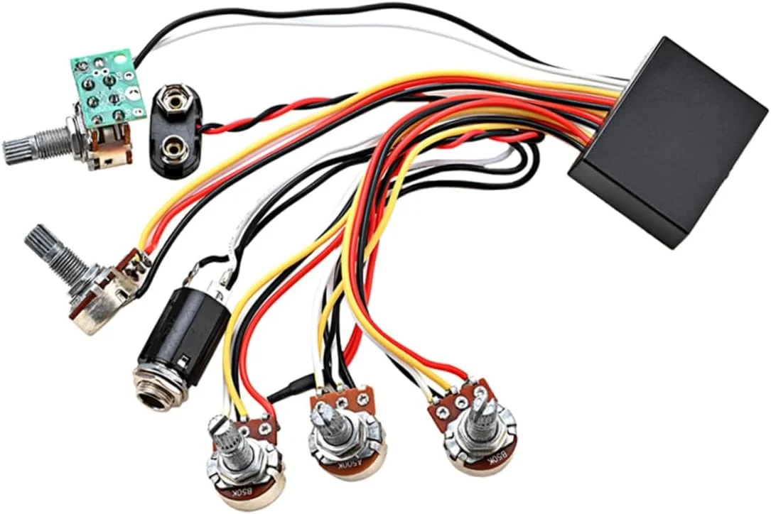 مدار سیم کشی پیکاپ باس VICASKY با پری امپ تقویت کننده باس الکتریکی برای کنترل صدا مناسب برای نصب روی گیتار و باس لوازم جانبی باس