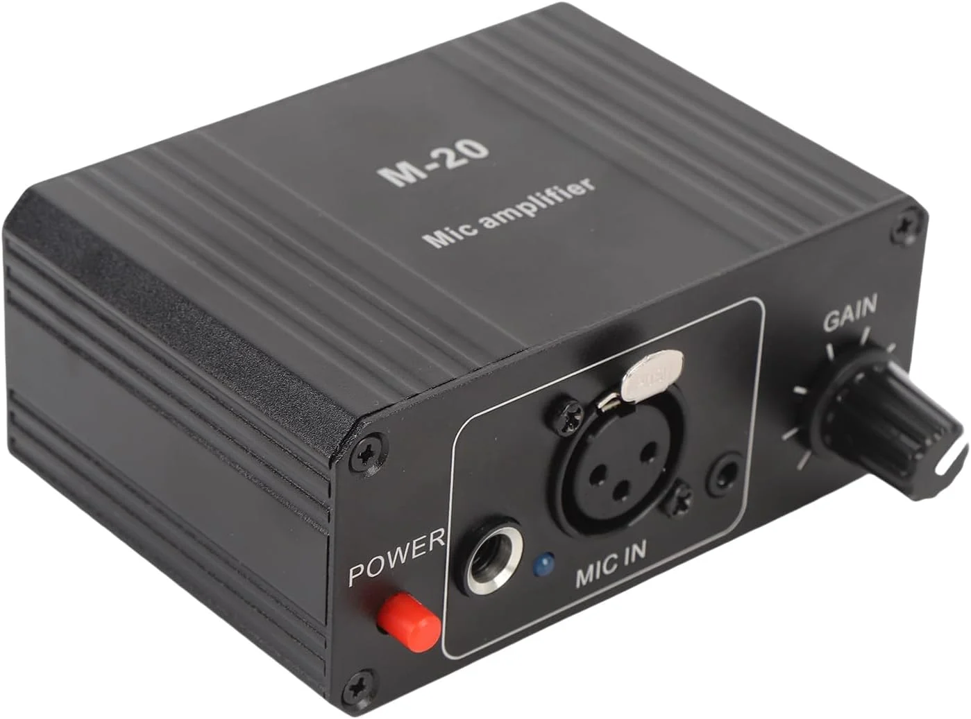 پیش تقویت کننده میکروفون Fyearfly، پیش تقویت کننده میکروفون دینامیک 48 ولت خروجی XLR 20 DB تقویت کننده نویز پایین - مشکی - تقویت کننده بدنه فلزی برای دینامیک و