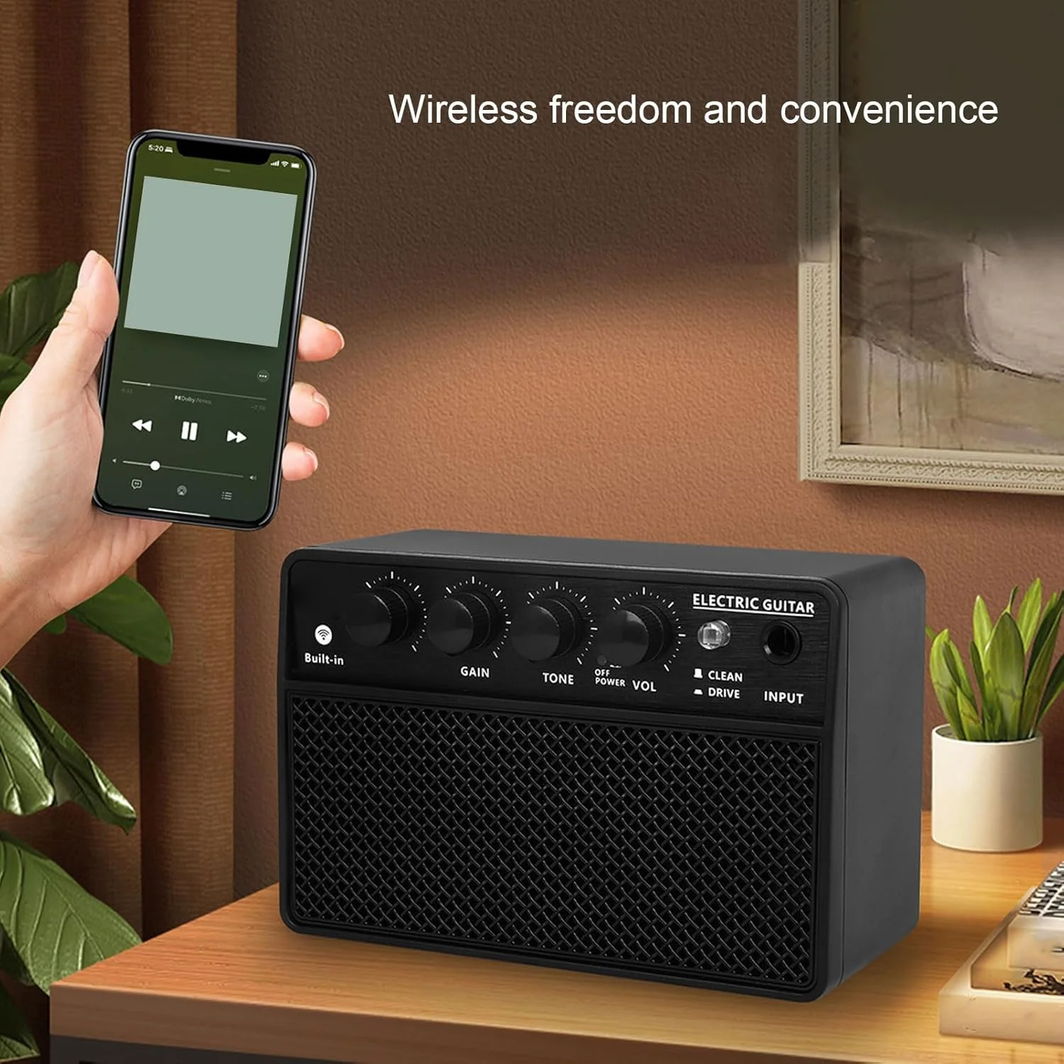 آمپلی فایر کمبو گیتار باس 10 وات با ساب ووفر و بلوتوث، آمپلی فایر قابل شارژ برای اجرای زنده در فضای باز - مشکی