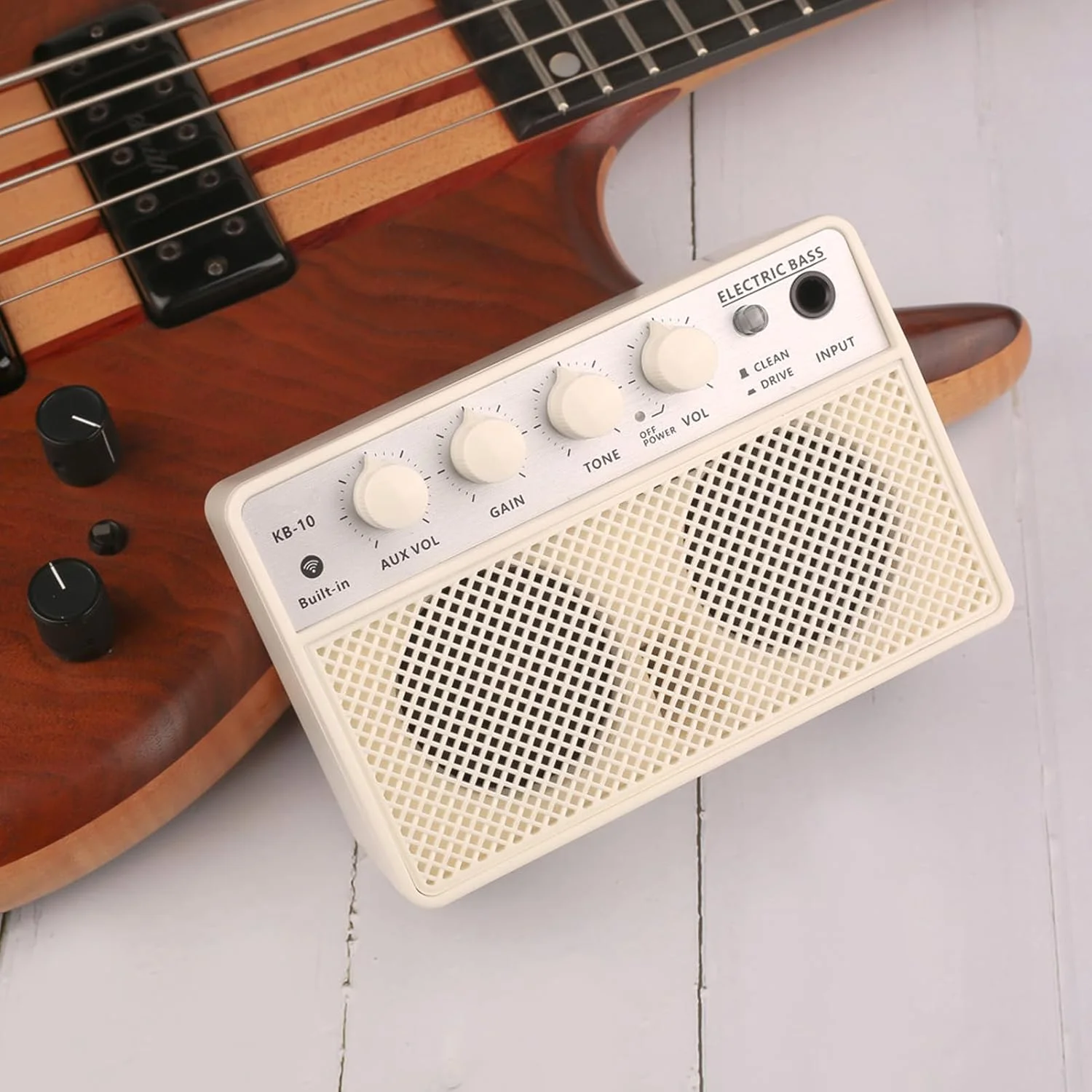 بلندگوی باس 10 واتی برای تقویت کننده الکتریکی، آمپ باس قابل حمل قابل شارژ با دو کانال با ورودی AUX، خروجی هدفون، تمیز و قدرتمند بلندگوی باس 10 واتی برای تقویت کننده الکتریکی، آمپ باس قابل حمل قابل شارژ با دو کانال با ورودی AUX، خروجی هدفون، تمیز و قدرتمند