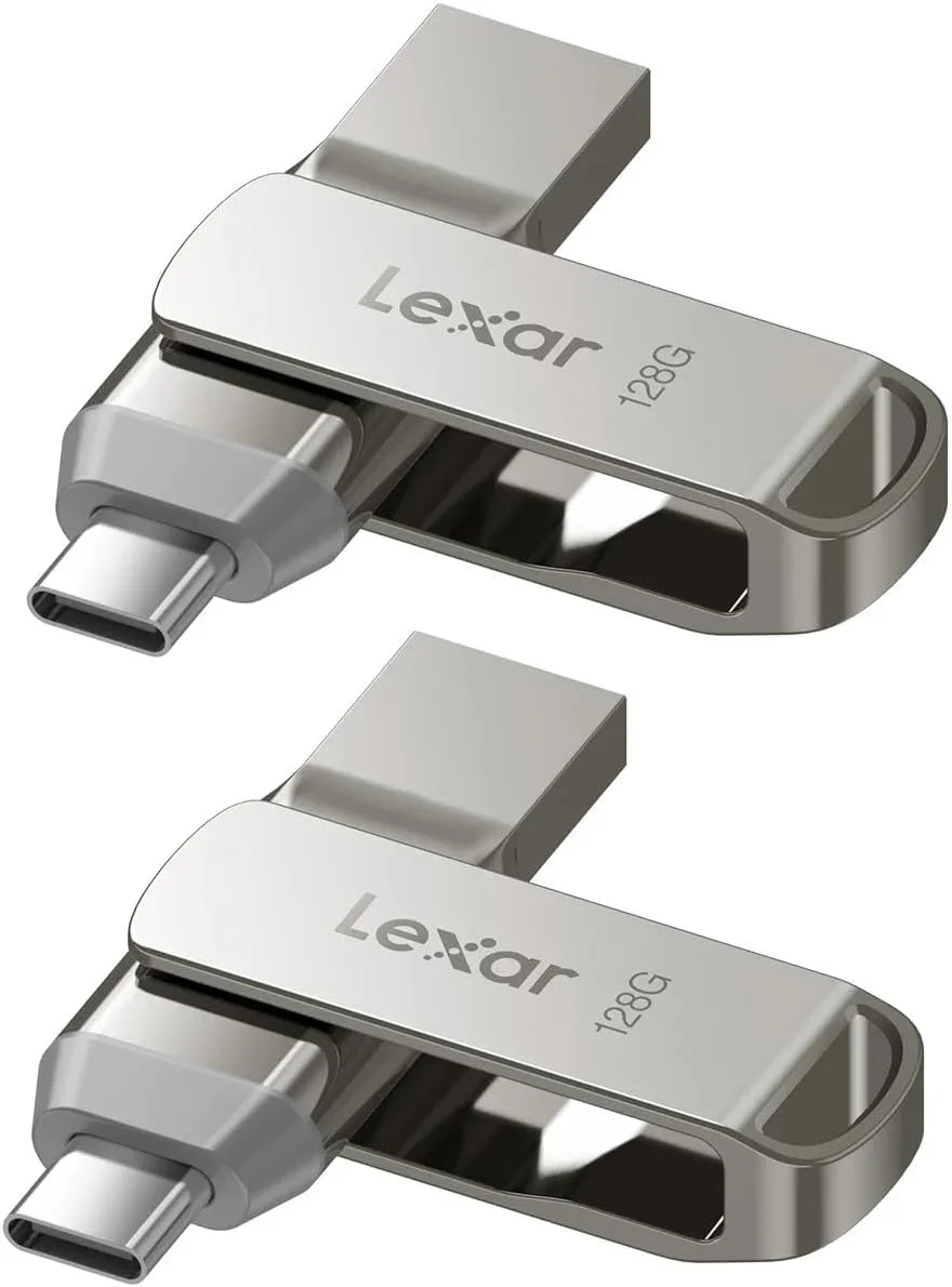 فلش درایو دوگانه لکسار USB-C و USB-A با ظرفیت 128 گیگابایت (بسته 2 عددی)
