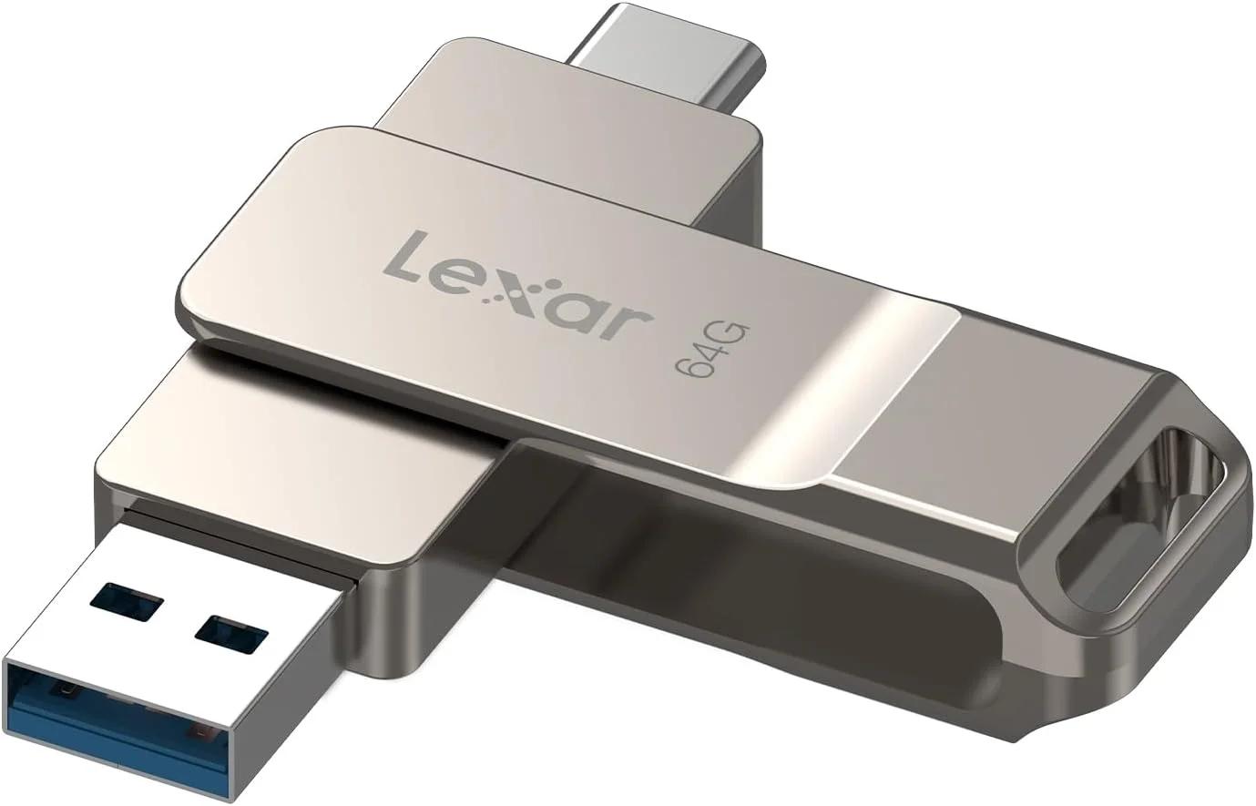 فلش مموری دوگانه Lexar D40E با ظرفیت 64 گیگابایت، USB 3.2 Gen 1 Type-C، طراحی چرخشی فلزی، سازگار با iPhone 16 فلش مموری دوگانه Lexar D40E با ظرفیت 64 گیگابایت، USB 3.2 Gen 1 Type-C، طراحی چرخشی فلزی، سازگار با iPhone 16