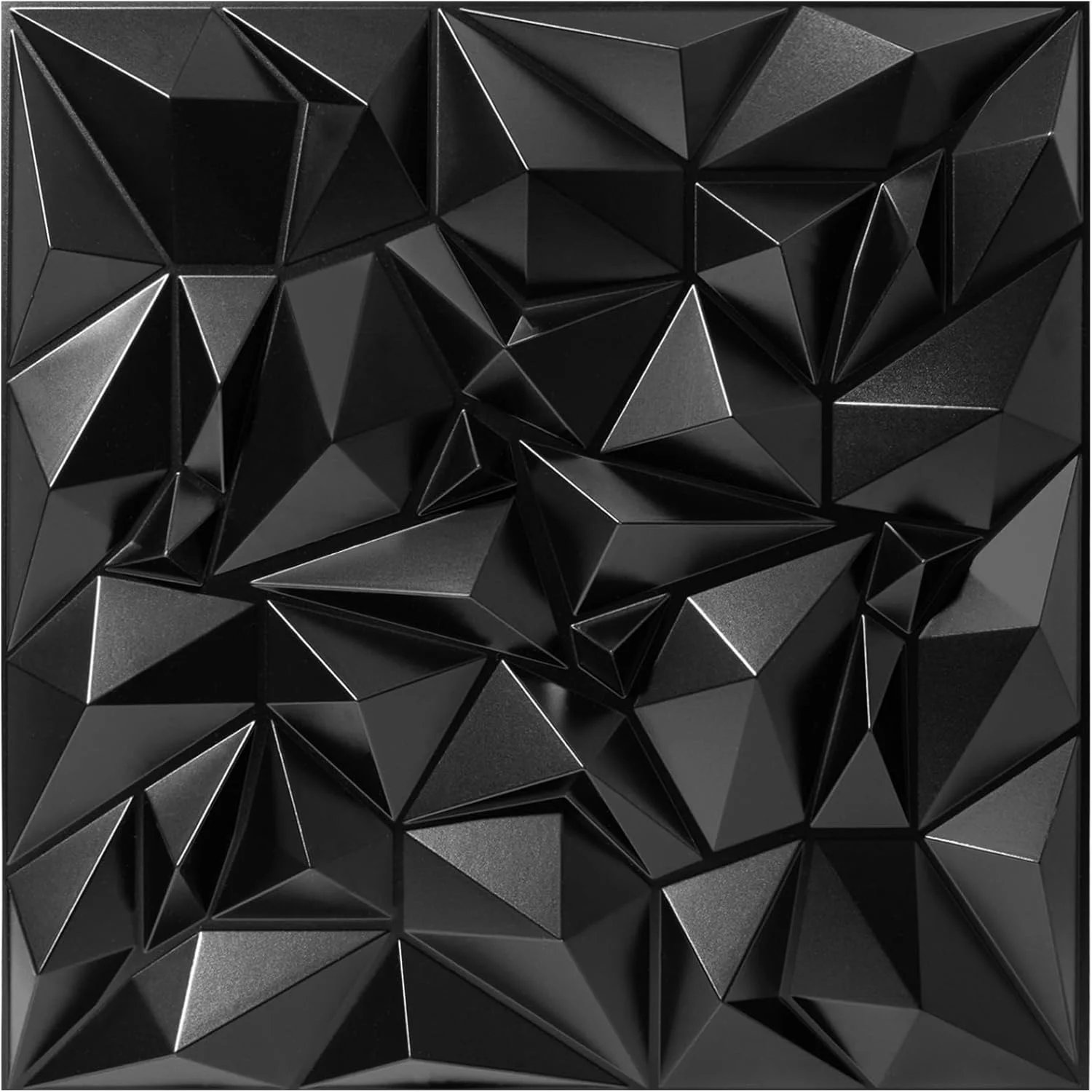 پنل های دیفیوزر صوتی آکوستیک TroyStudio، 50x50x2.5 سانتی متر، 12 عدد پنل دیواری سه بعدی پلاستیکی PVC مشکی، پنل دیفیوزر آکوستیکی برای استودیو ضبط، کاشی های سقفی تزئینی هنری