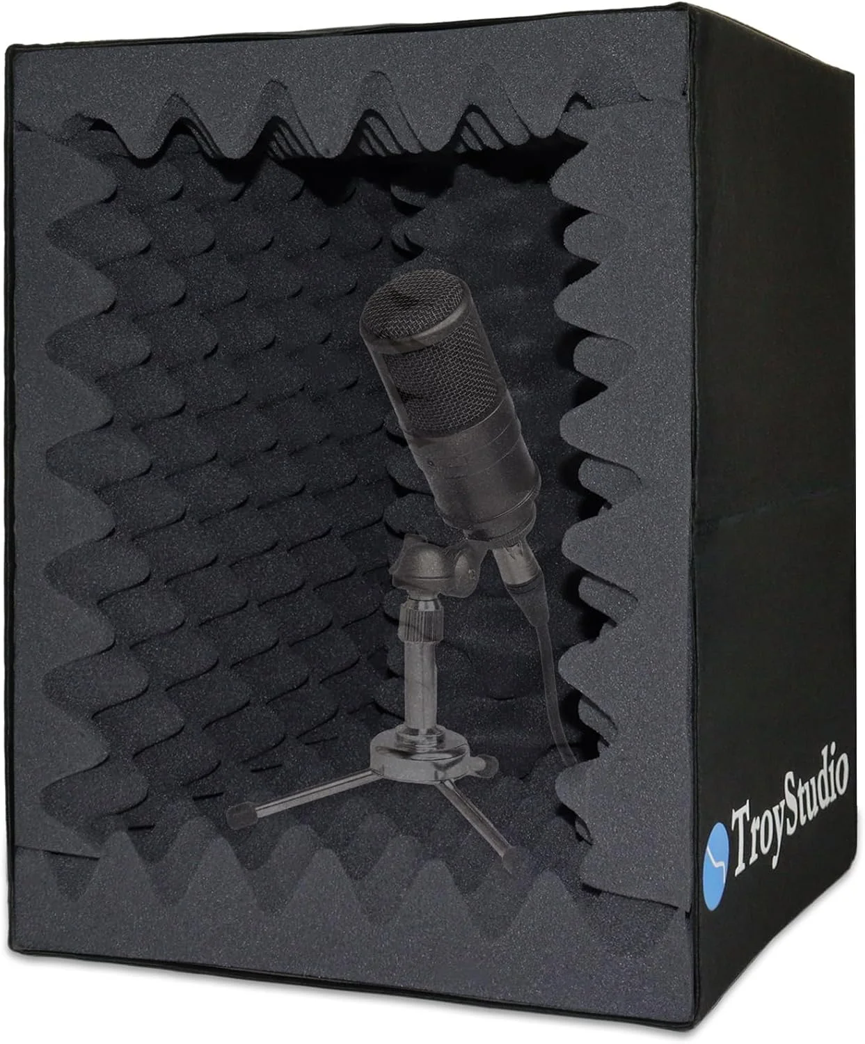 محفظه آکوستیک قابل حمل TroyStudio، شیلد بزرگ تاشو برای ایزوله کردن میکروفون، باکس جذب کننده اکو صدا برای استودیو ضبط موسیقی، فیلتر انعکاس قابل استفاده روی میز و پایه با فوم آکوستیک ضخیم و متراکم