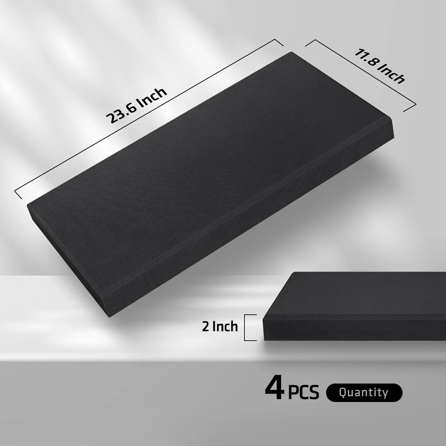 پنل آکوستیک UMIACOUSTICS، بسته 4 عددی، ضخامت 5 سانتی متر، پنل های ضد صدا فایبرگلاس قابل جابجایی برای استودیو، دفتر، سقف یا دیوار سینمای خانگی - مشکی