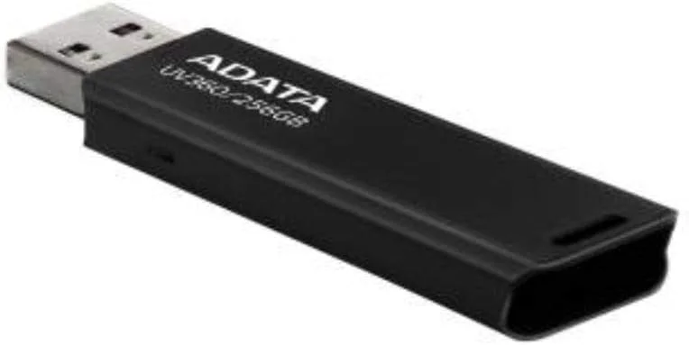 فلش مموری ای دیتا UV360 مشکی 256 گیگابایت USB3.2 با کانکتور کشویی فلش مموری ای دیتا UV360 مشکی 256 گیگابایت USB3.2 با کانکتور کشویی