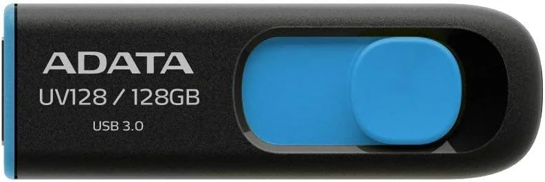 فلش مموری ای دیتا UV128 با ظرفیت 128 گیگابایت USB3.1، مشکی/آبی مدل AUV128-128G-RBE فلش مموری ای دیتا UV128 با ظرفیت 128 گیگابایت USB3.1، مشکی/آبی مدل AUV128-128G-RBE