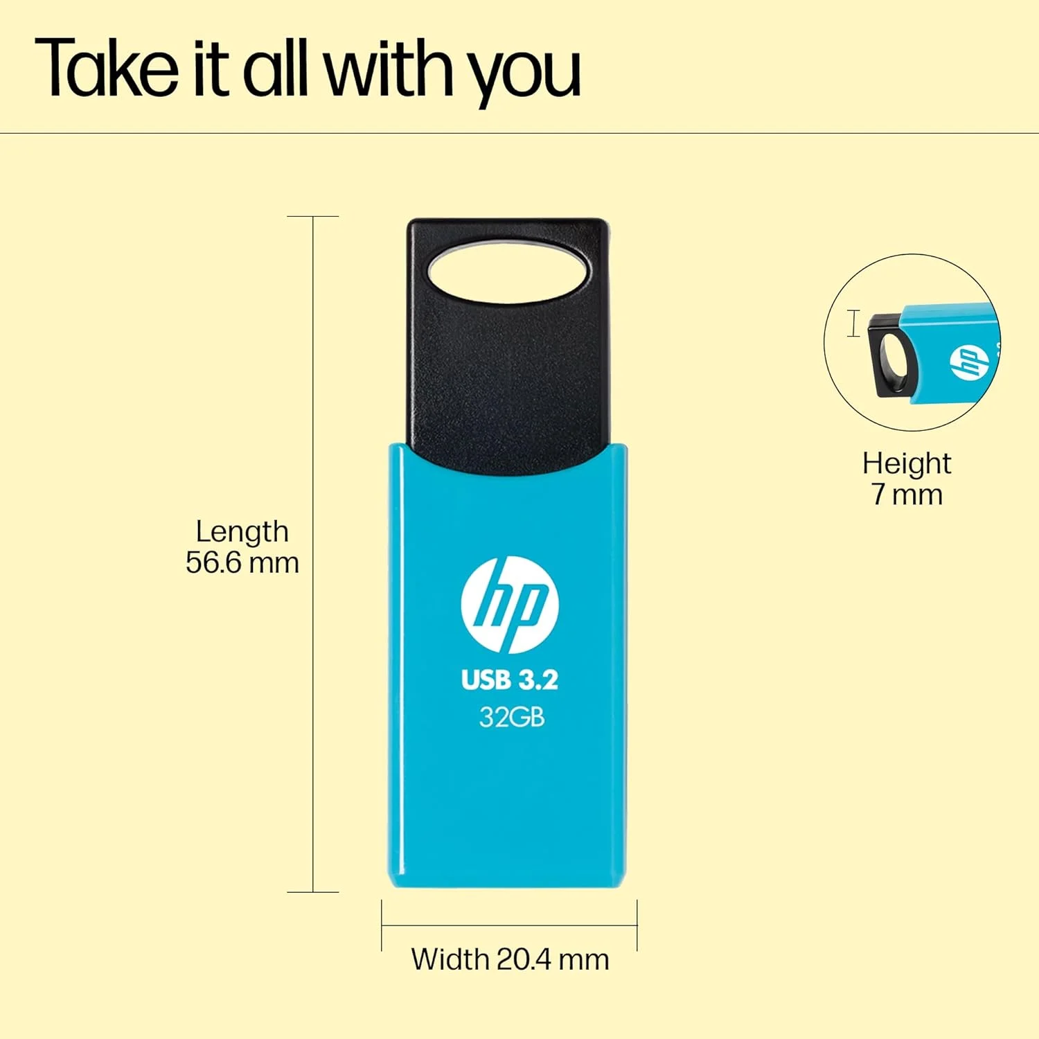 فلش مموری HP 712w با ظرفیت 32 گیگابایت و رابط USB 3.2 - آبی