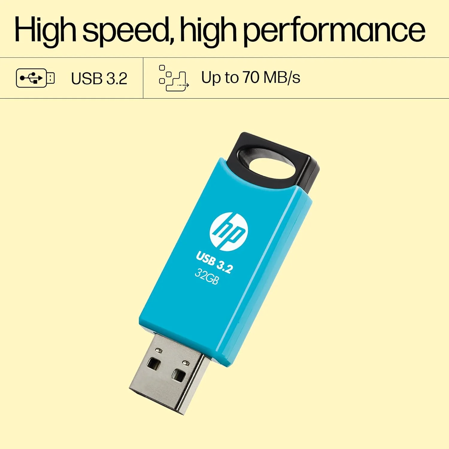 فلش مموری HP 712w با ظرفیت 32 گیگابایت و رابط USB 3.2 - آبی