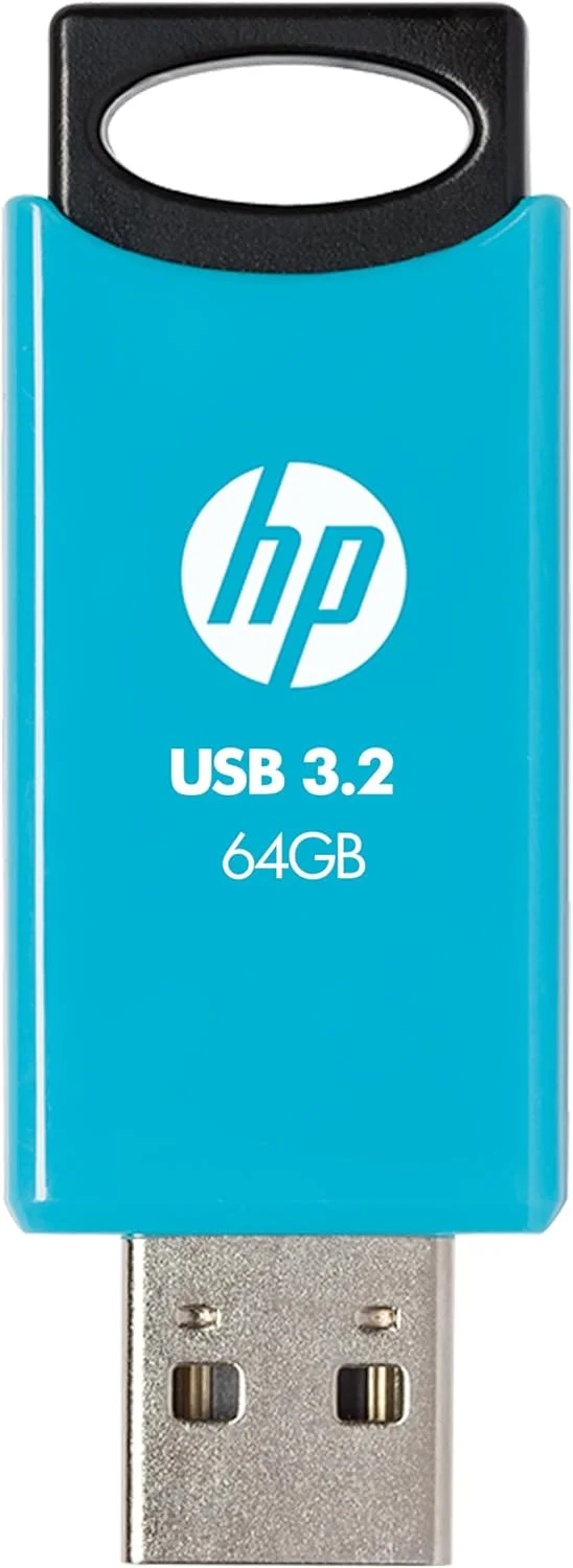 فلش مموری USB 3.2 Gen 1 اچ پی 712w ظرفیت 64 گیگابایت، آبی، سرعت خواندن تا 120 مگابایت بر ثانیه