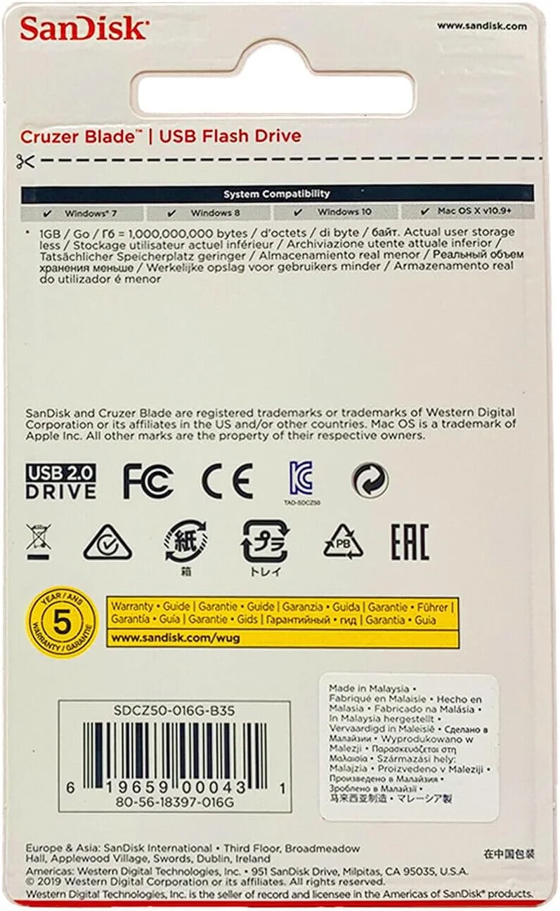 فلش مموری USB سن دیسک کروزر بلید 16 گیگابایت
