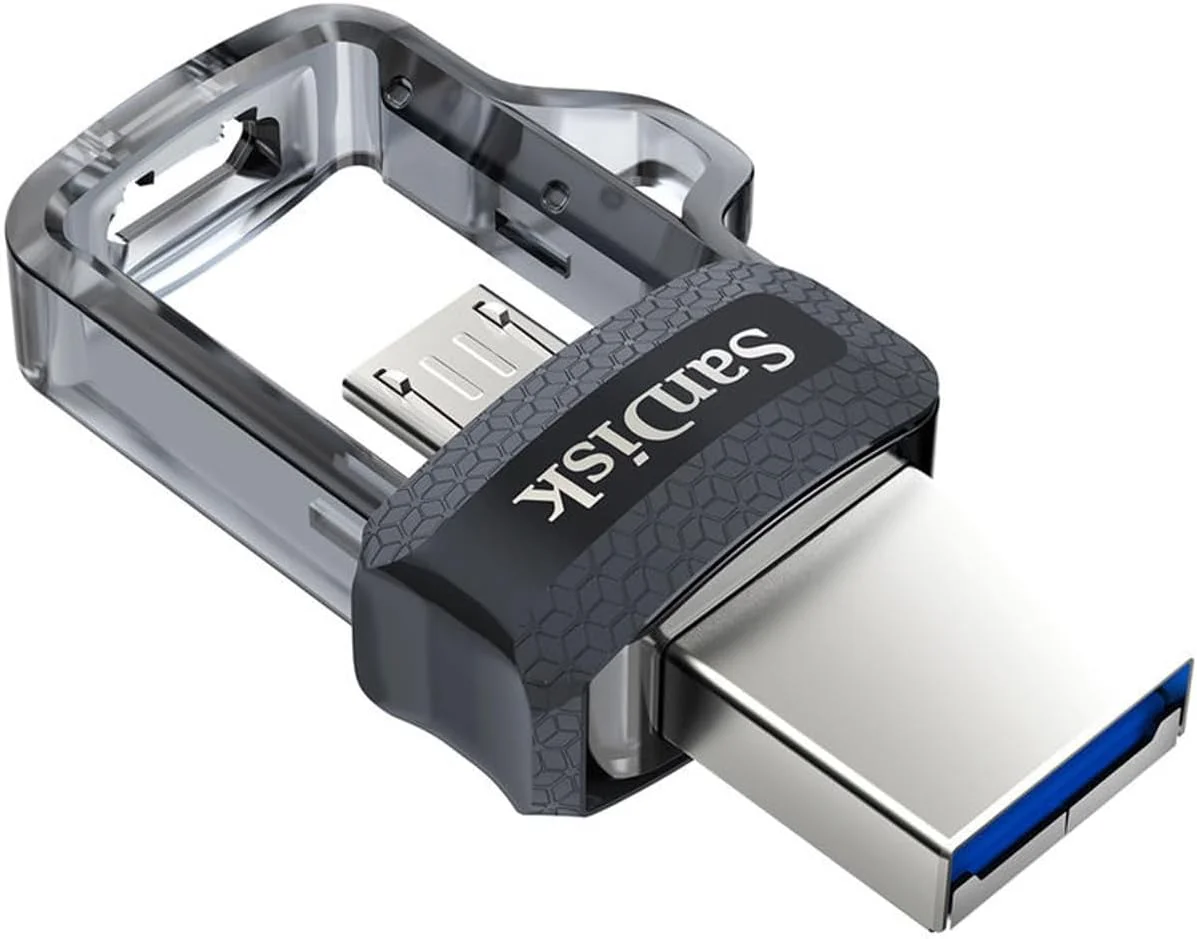 فلش مموری دوگانه سن‌دیسک Ultra با ظرفیت 128 گیگابایت، USB 3.0 و Micro USB، سرعت خواندن تا 150 مگابایت بر ثانیه