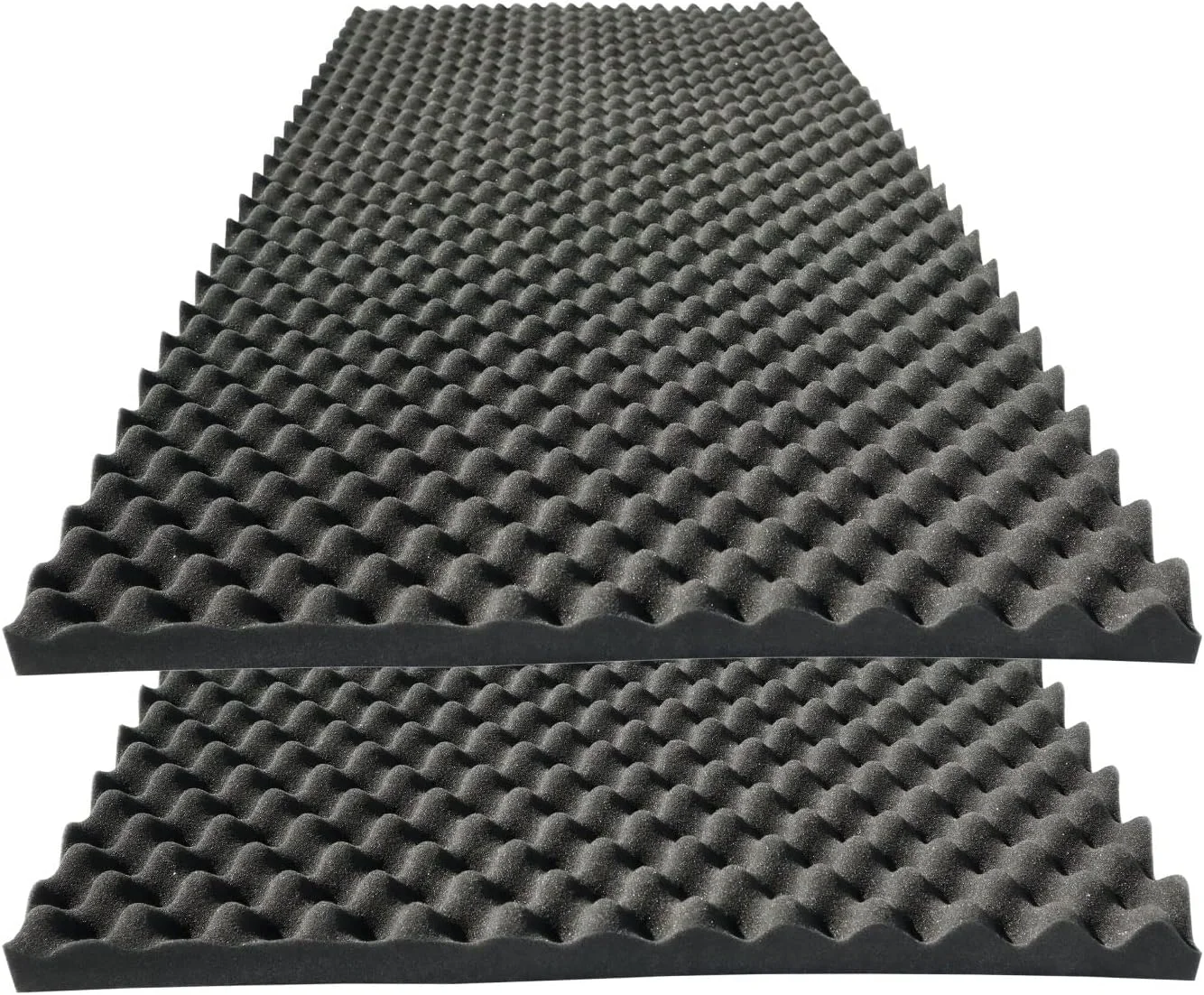 2 عدد پنل آکوستیک، 122x61x5 سانتی متر فوم شانه تخم مرغی عایق صدا، پنل دیواری فوم ضد حریق با تراکم بالا، پنل فوم استودیو حذف نویز (مشکی)