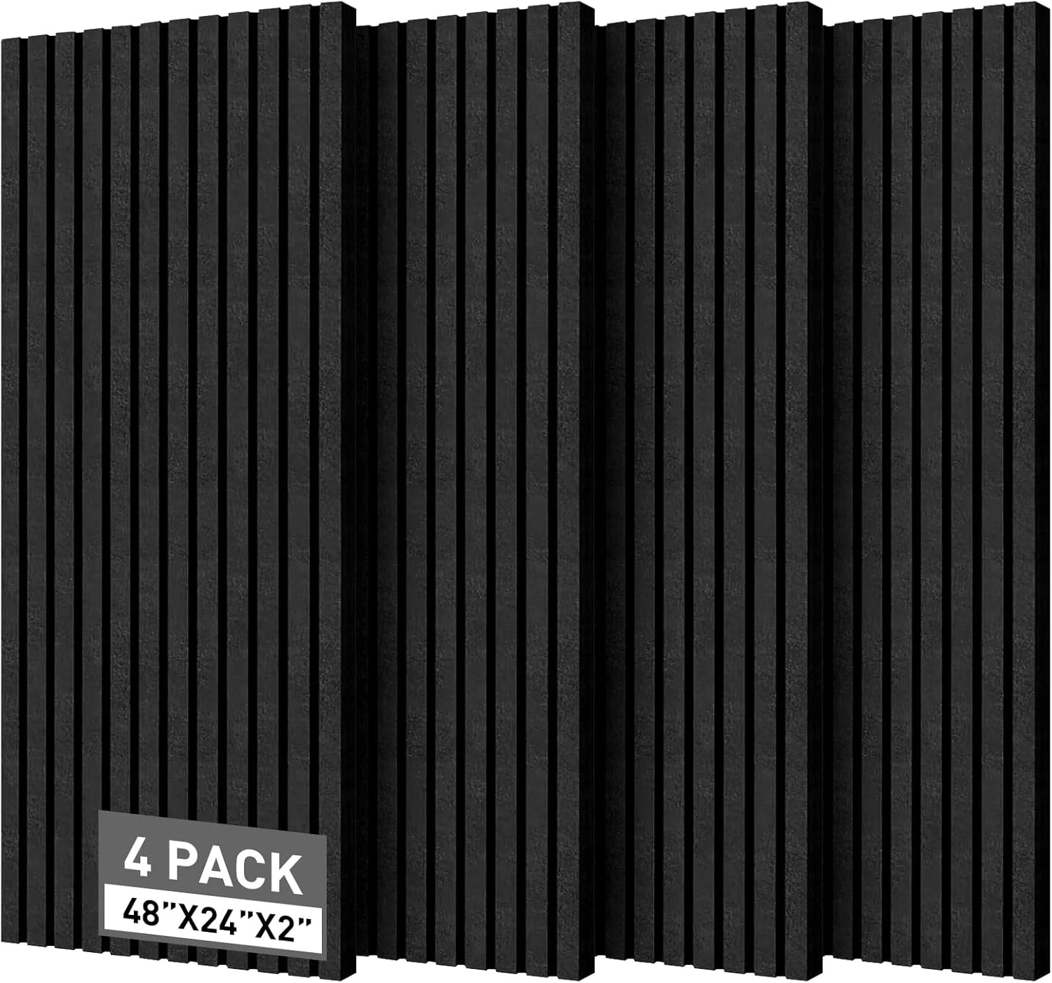 پنل های فوم آکوستیک، 122 x 61 x 5 سانتیمتر، بسته 4 عددی پنل دیواری فوم عایق صدا با چگالی بالا، جاذب صدا برای استودیو، دفتر کار خانگی (مشکی، بسته 4 عددی)