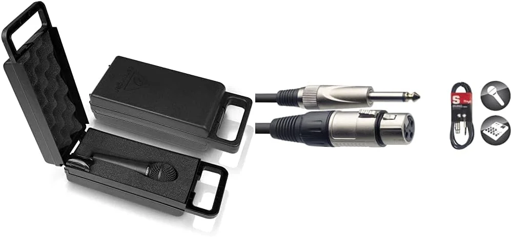 میکروفون داینامیک وکال Behringer Ultravoice XM8500 با الگوی قطبی کاردیوئید و کابل میکروفون Stagg SMC10XP (XLR به جک، 10 متر)