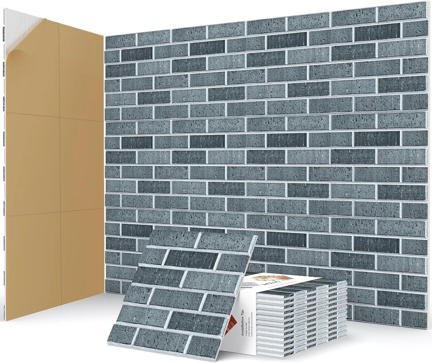 ۱۲ عدد پنل آکوستیک، پنل های ضد صدا با طرح آجری سه بعدی خود چسب برای دیوارها، پنل های دیواری تزئینی برای استودیوهای ضبط، دفاتر، خانه، ۳۰×۳۰×۱ سانتی متر، مشکی لیمویی