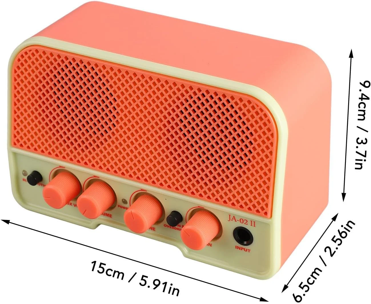 آمپلی فایر گیتار الکتریکی، اوردرایو تمیز، دو کانال، AUX، باتری لیتیومی 2000 میلی آمپر ساعت، اندازه جمع و جور، طراحی سبک وزن با اتصال بی سیم برای پخش موسیقی (#12)