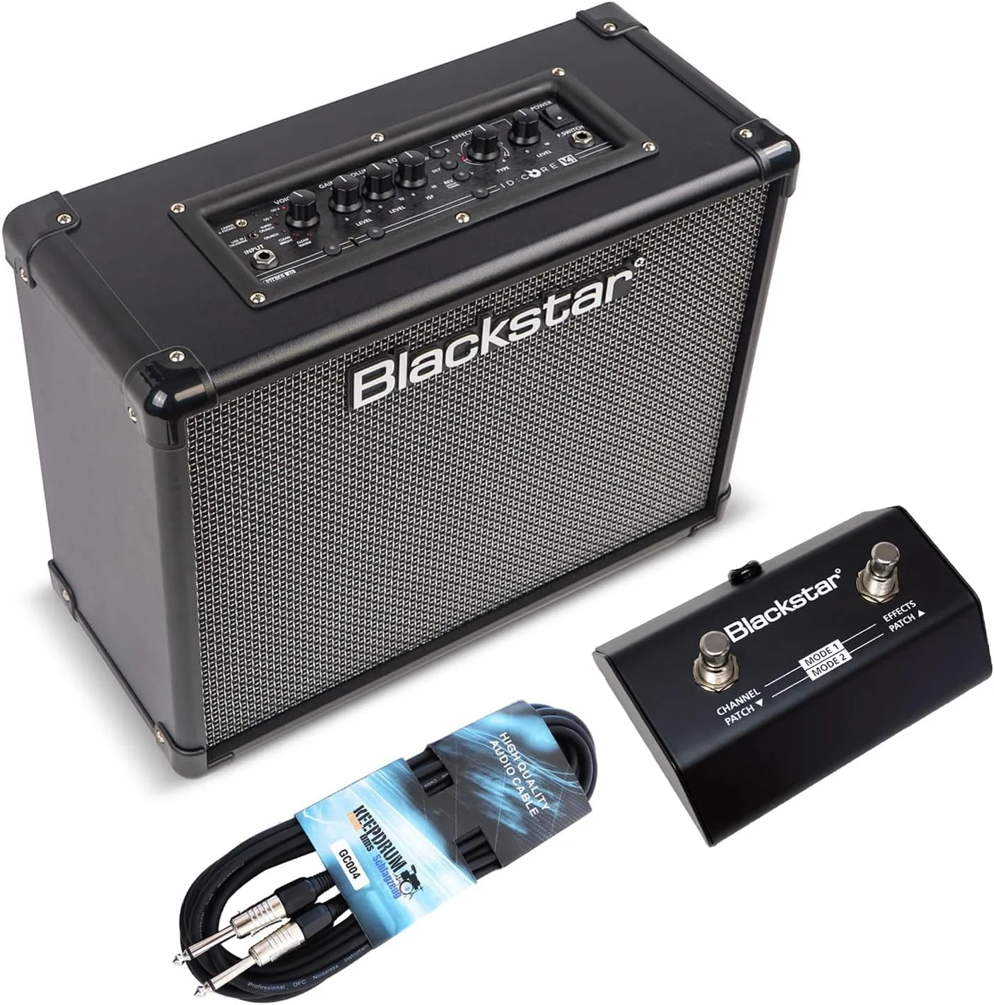 آمپلی فایر گیتار Blackstar ID Core 40 V4 به همراه پدال FS11 و کابل کیپ درام