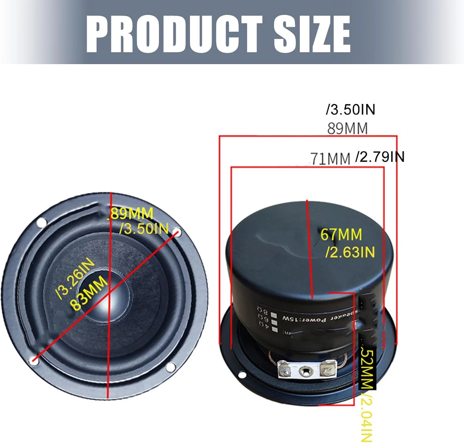 بلندگوی ووفر حرفه ای گرد 7.6 سانتی متری، خروجی HiFi، مخروط بافته شده از جنس فایبرگلاس، حساسیت 90 دسی بل، ساب ووفر باس
