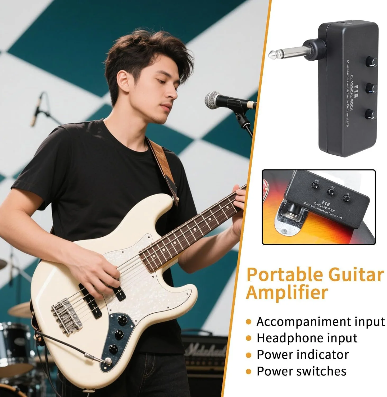 آمپلی فایر گیتار الکتریک - باکس باس، آمپلی فایر باس قابل حمل برای مبتدیان، بزرگسالان، ضبط خانگی، اجراهای کوچک آمپلی فایر گیتار الکتریک - باکس باس، آمپلی فایر باس قابل حمل برای مبتدیان، بزرگسالان، ضبط خانگی، اجراهای کوچک