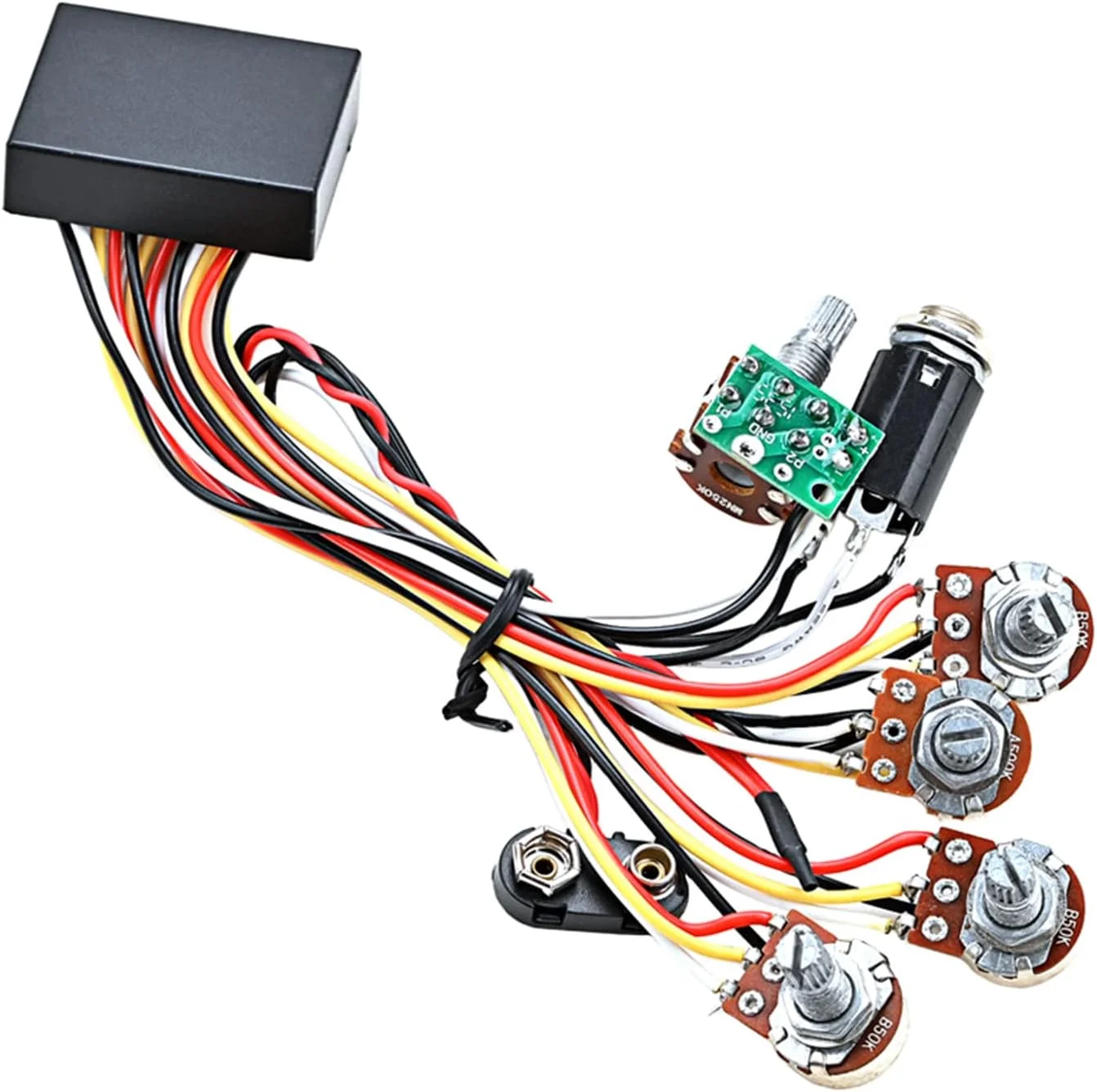 پری امپ اکتیو پسیو گیتار باس، پیکاپ باس گیتار مدار پری امپ اکتیو EQ سه باندی و کنترل صدا به همراه اتصالات