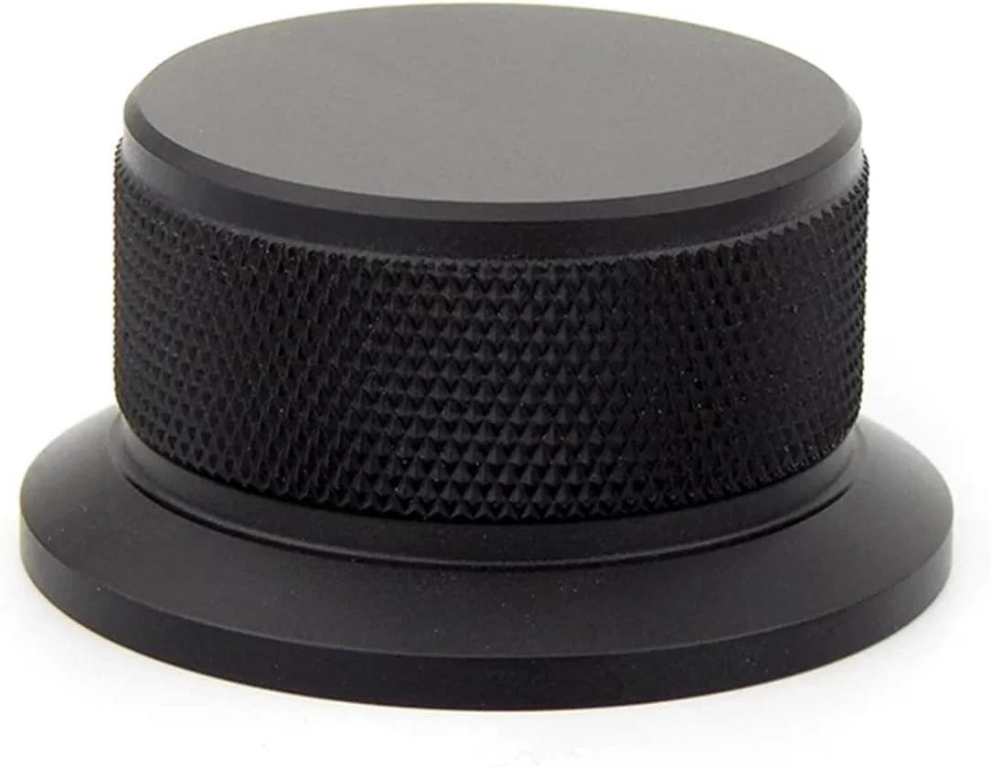 دکمه کنترل صدا آلومینیومی برای آمپلی فایر، 1 عدد، قطر 50 میلی متر، ارتفاع 25 میلی متر، دکمه پتانسیومتر آمپلی فایر (مشکی مات)