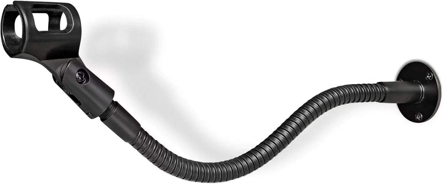 پایه میکروفون - پایه میکروفون رومیزی گردن غازی انعطاف پذیر و سنگین 19 اینچی با پایه فلنج برای تریبون، پادکست، جلسات، سخنرانی ها، استریمینگ، استودیوی بازی