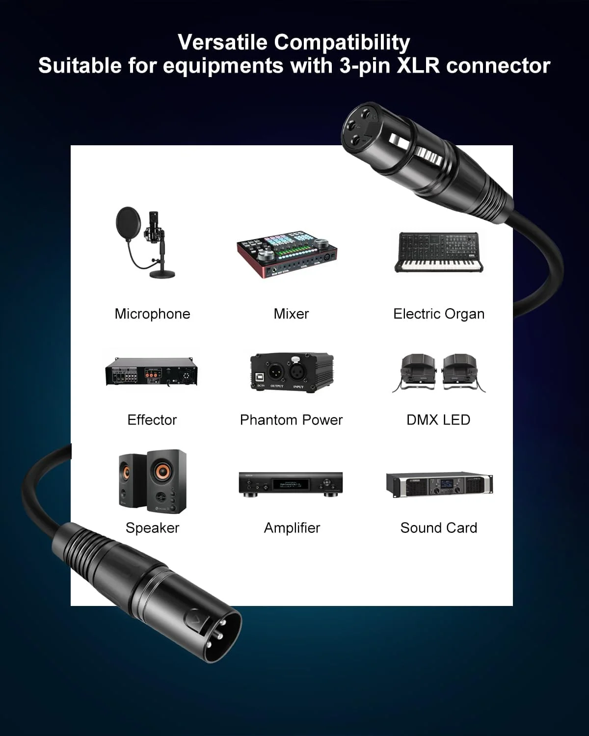 بسته 2 عددی کابل XLR پریمیوم 7.5 متری (نر به ماده)، سیم میکروفون مسی بدون اکسیژن (OFC)، سازگار با میکسر ضبط، آمپلی فایر، بلندگو، تجهیزات صوتی حرفه ای برای استفاده در استیج/استودیو، مشکی - تصویر 3 بسته 2 عددی کابل XLR پریمیوم 7.5 متری (نر به ماده)، سیم میکروفون مسی بدون اکسیژن (OFC)، سازگار با میکسر ضبط، آمپلی فایر، بلندگو، تجهیزات صوتی حرفه ای برای استفاده در استیج/استودیو، مشکی - تصویر 3