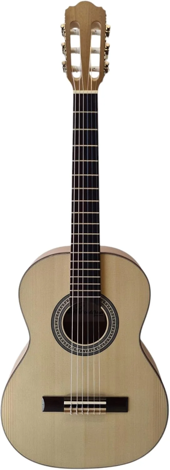 گیتار کلاسیک 3/4 WoidBua SS200 صفحه یکپارچه صنوبر و بدنه چوب گیلاس به همراه پری امپ و تیونر به همراه کیف – مناسب برای کودکان 9 تا 11 سال – گیتار موسیقی محلی با Fishman Presys – صدای گرم، روکش نیمه مات