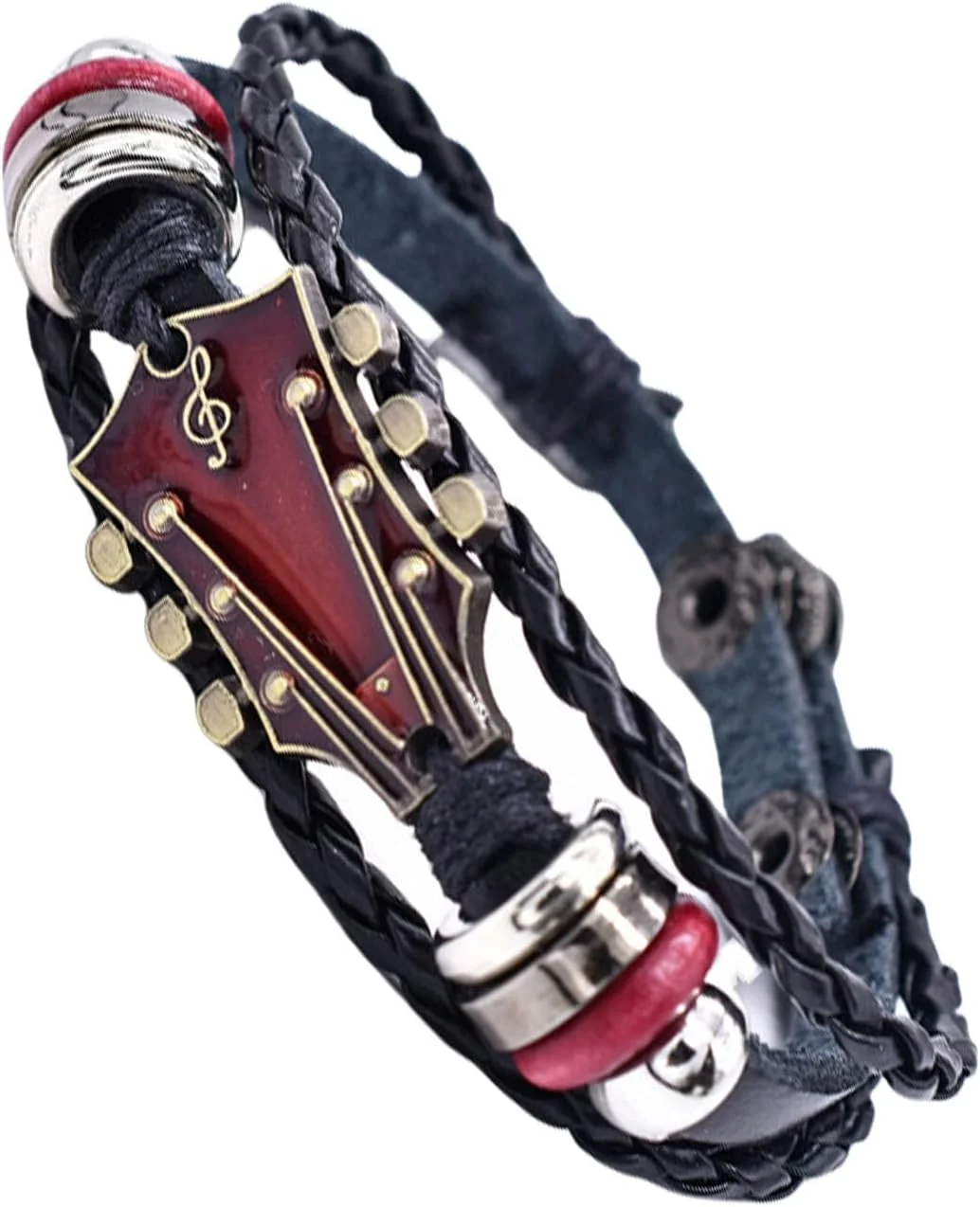 دستبند گیتار بافته شده از چرم مصنوعی، مناسب برای هر دو جنس