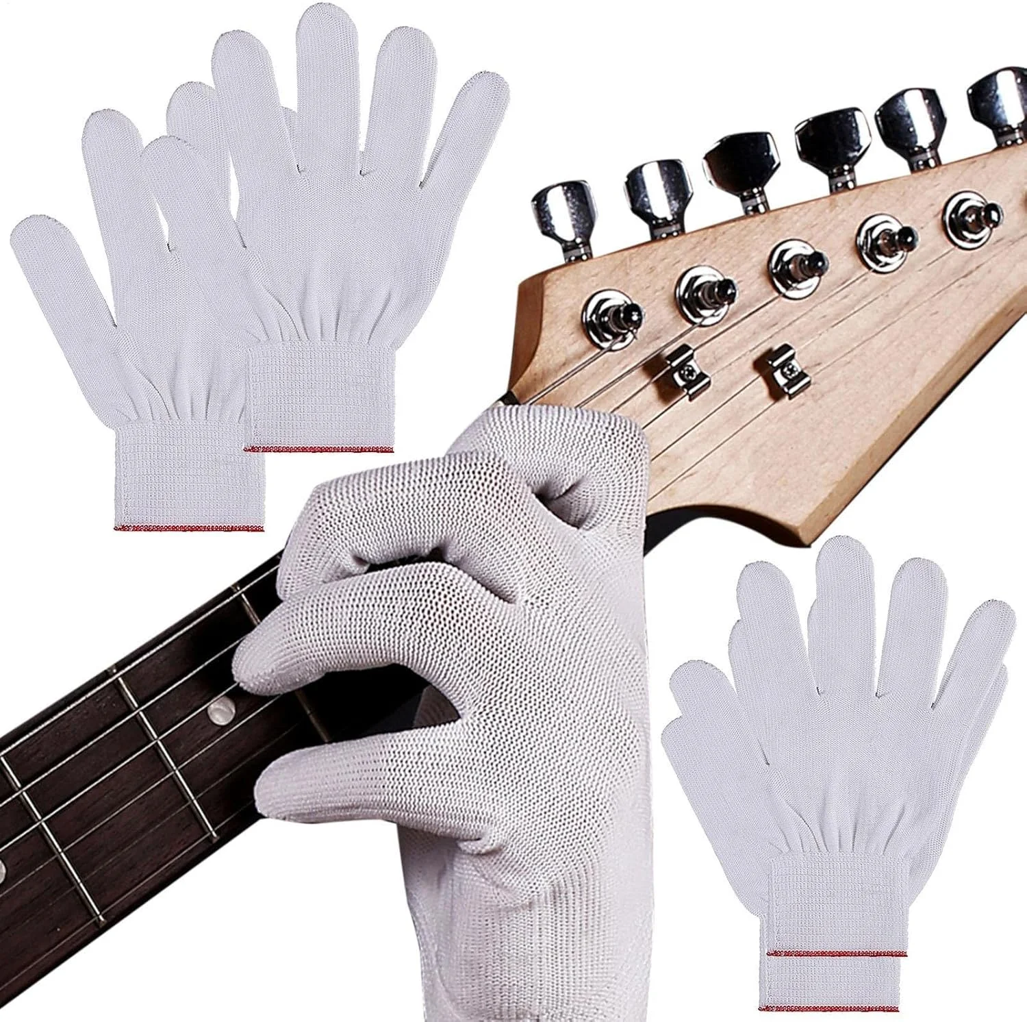 دستکش برای سازهای زهی - دستکش نایلونی نرم، پوشش انگشت، کمک عملی | دستکش های قابل استفاده مجدد برای بانجو، ویولن، گیتار باس، تمرین گیتار